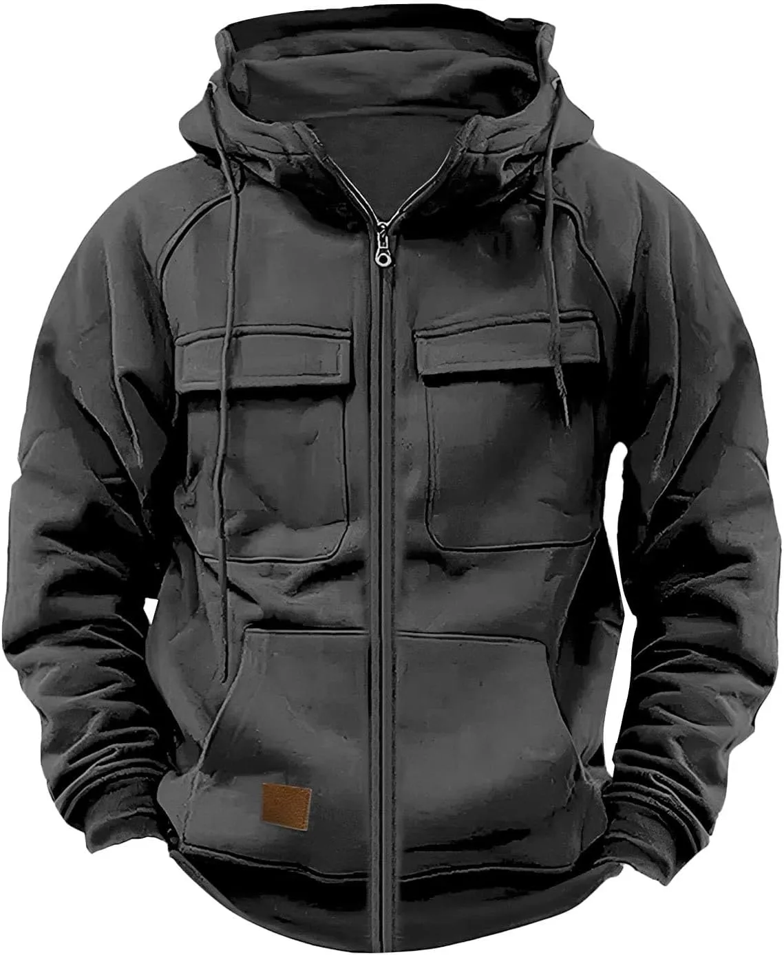 Eduavar Lightweight Hoodies for Men Zip Up Hoodies for Men Pullover Vintage Casual Zip Up Solid Hoodies Coats with Pockets