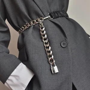 Elastic silver chain belt