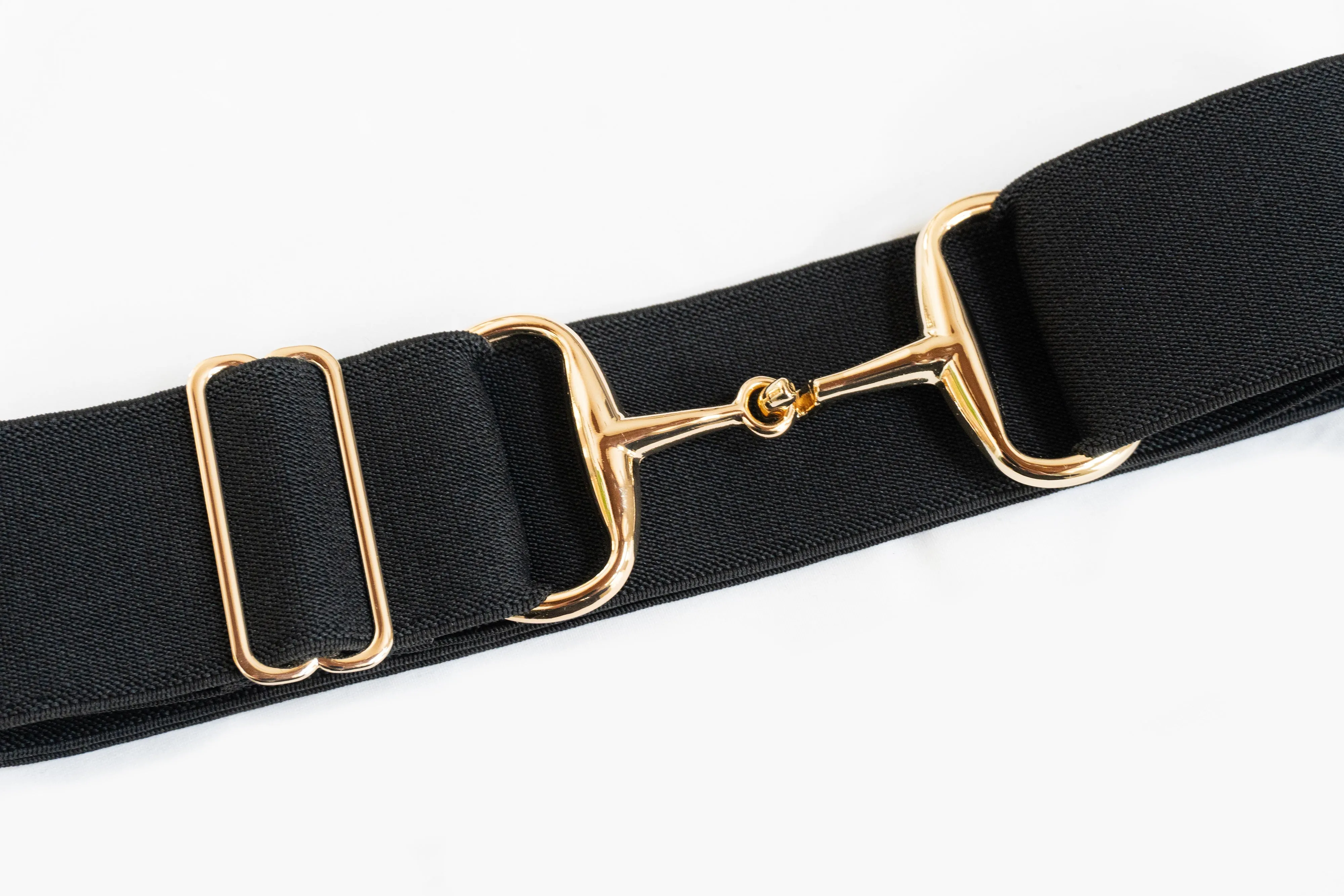 Ellany Black - 2" Gold Snaffle Elastic Belt