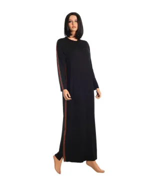 Ellwi Black Nightgown with Red and Green Side Stripe