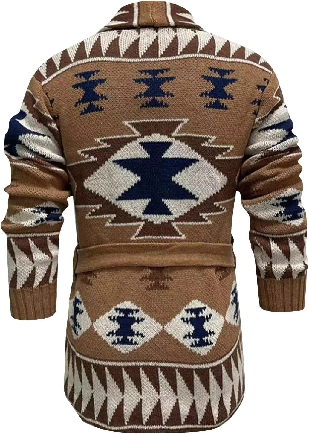 Ethnic Pattern Sweater Men Vintage Cardigan Sweater V Neck Button Down Sweaters Lightweight Knit Cardigan with Pocket