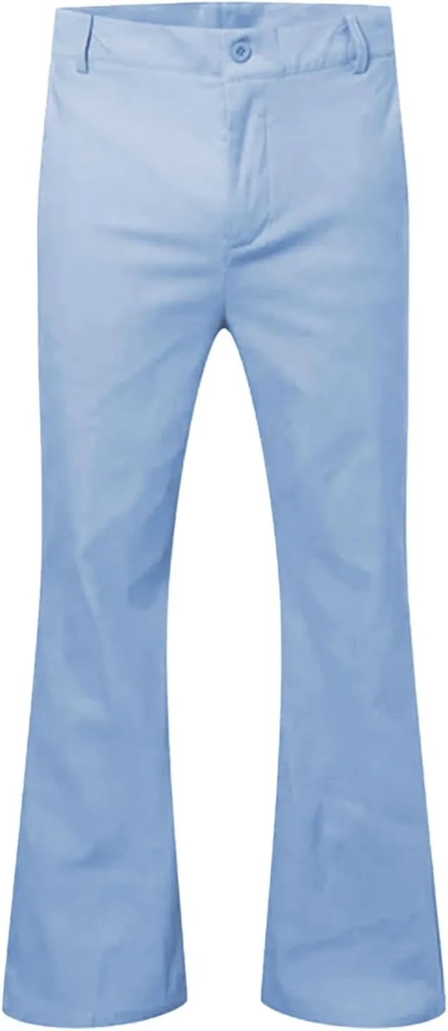 evzosrz Mens Slim Fit Bell Bottom Pants Business Stretch 70s Disco Pants Retro Flared Trouser Fashion Dress Pant with Pockets