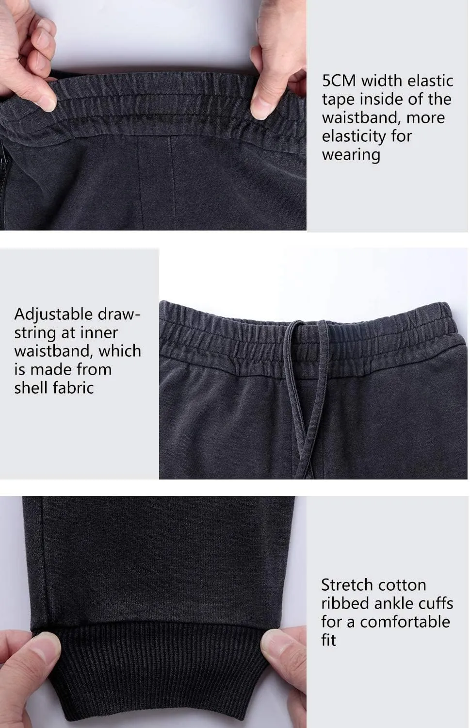 Extreme Pop Mens Joggers Bottoms Denim Terry Casual Sweatpants Cuffed Hem XS-XXL UK Brand