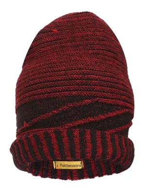 FabSeasons Unisex Acrylic Red Woolen Slouchy Beanie for Winters