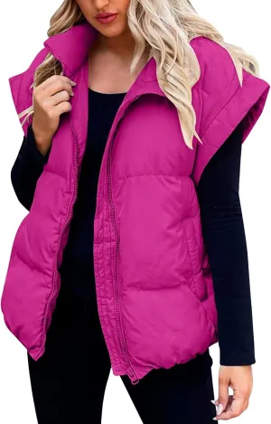 Fall Long Puffer Vest One Morality Warm V Neck Thin Down Vest Inside Trendy Winter Coat Outerwear Vest for Women
