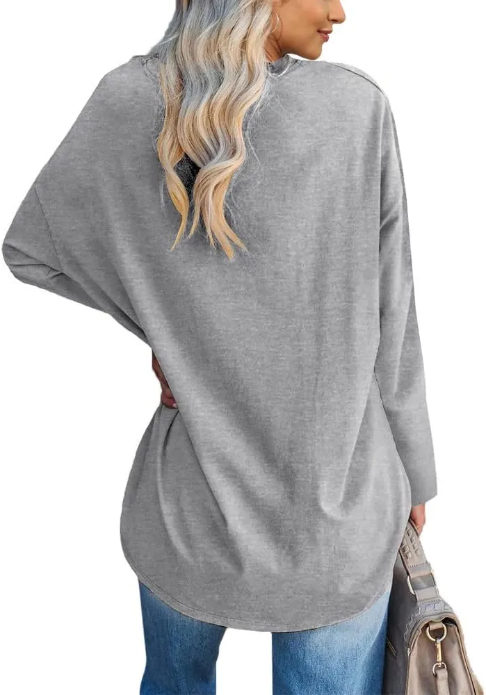Fazortev Womens Oversized Long Sleeve Queen Of Hearts Graphic T Shirts V Neck Casual Loose Fit Tees Tunic Tops