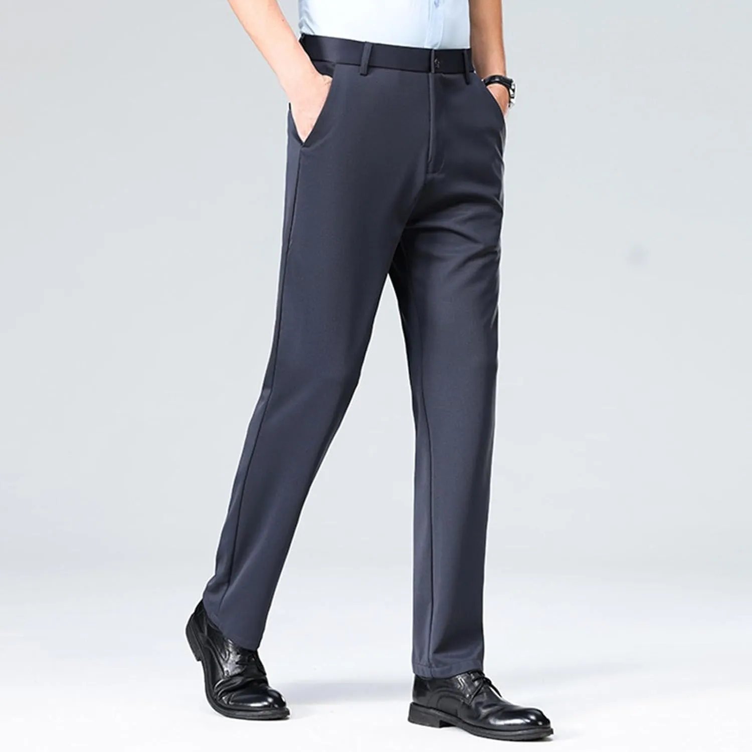 Finelylove Mens Suit Pants Flex Slim Fit Dress Pants Cinch Bottom Flat Front Tapered Chino Pants with Elastic Waistband