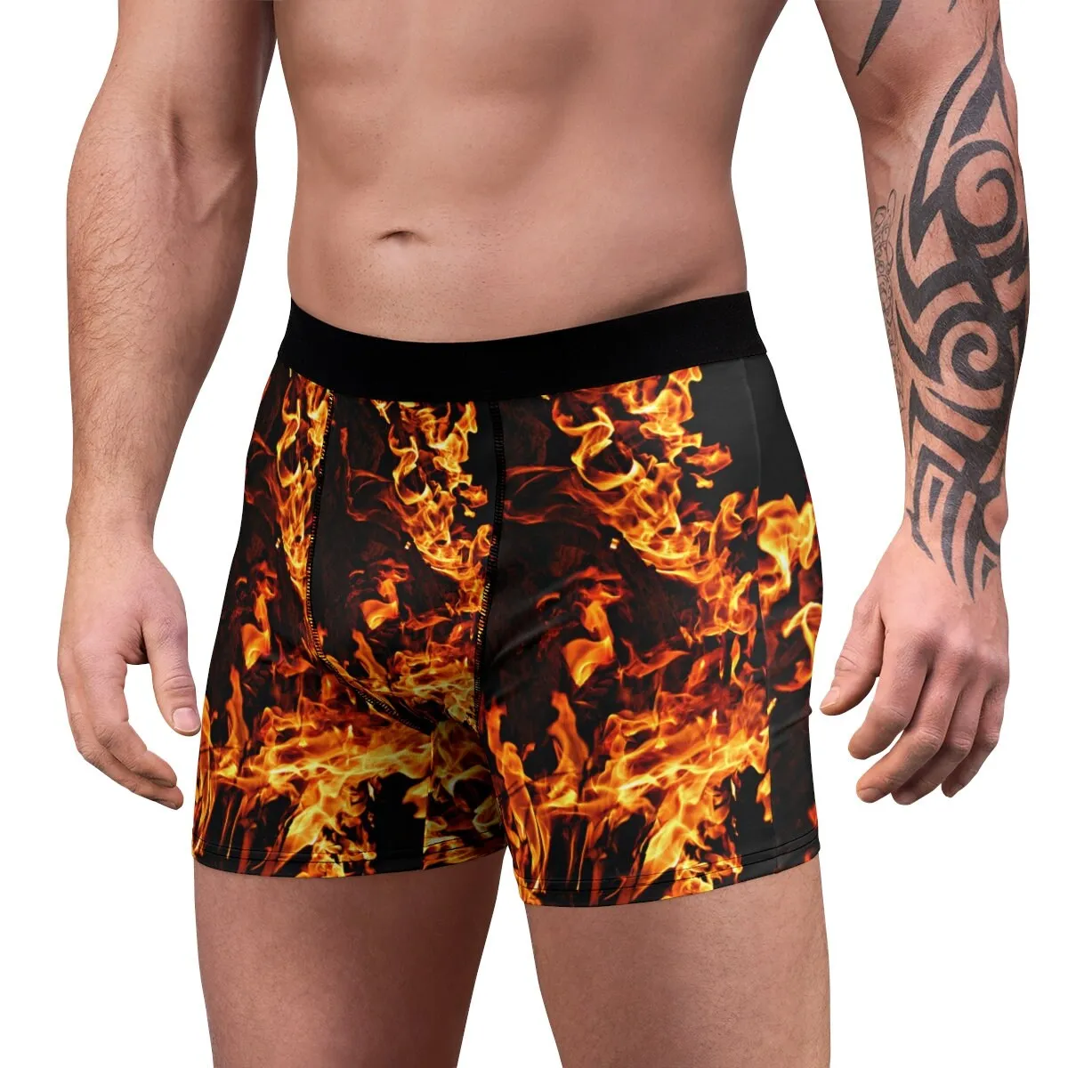 Fire Flames Men&#39;s Boxer Briefs,XS-5XL,Gift for Him/Christmas/Birthday/Engagement/Anniversary/Funny Gifts/Halloween/Thanksgiving/Graduation