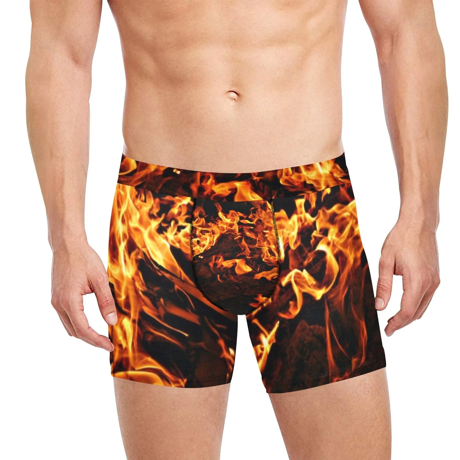 Fire Flames Men&#39;s Boxer Briefs,XS-5XL,Gift for Him/Christmas/Birthday/Engagement/Anniversary/Funny Gifts/Halloween/Thanksgiving/Graduation