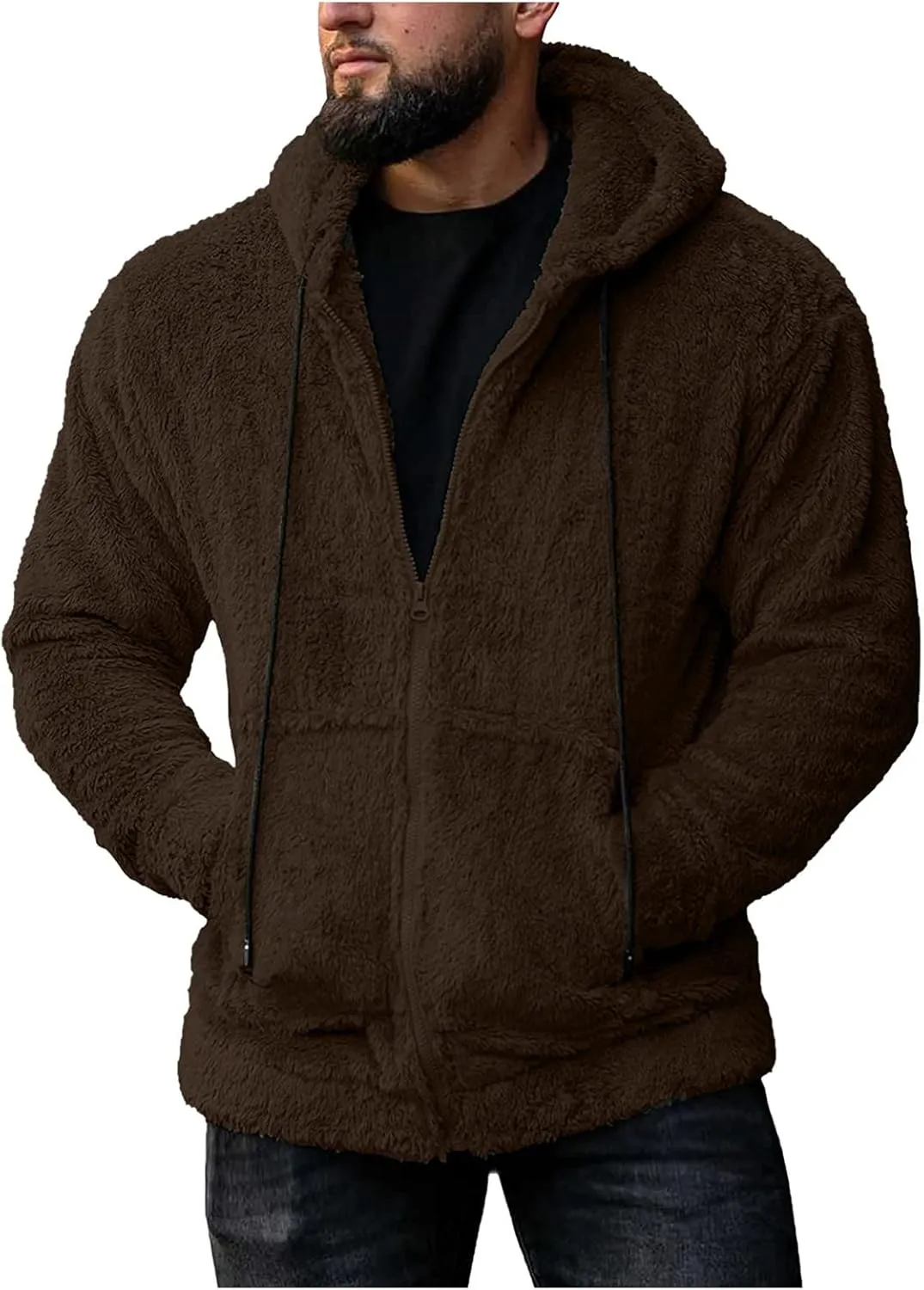 Fleece Jacket Men, Men's Outdoor Casual Fleece Sherpa Lined Button Down Shirt Jacket Heavyweight Jacket Coats