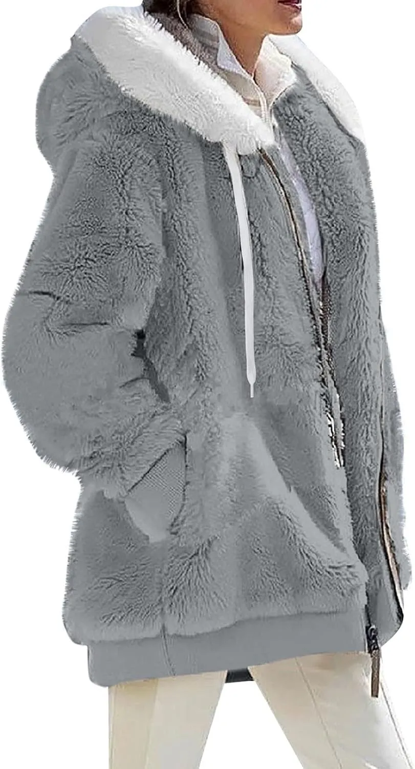 Fleece Jacket Women Sherpa-Lined Zip Up Long Sleeve Zip Up Hoodie Women Winter Jackets For Women Fall Jackets For Women 2024