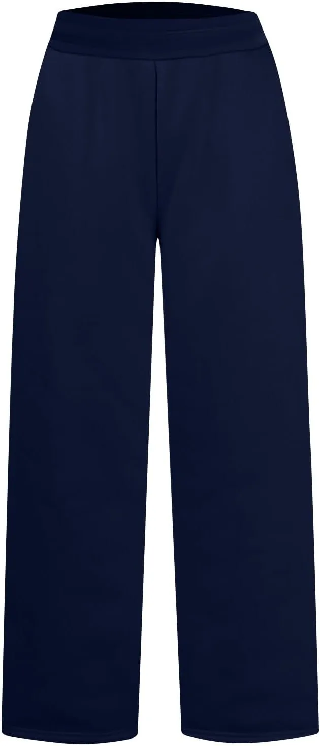Fleece Sweatpants Women High Elastic Waist Wide Leg Sweatpants Warm Thick Sweatpants with Pockets Comfy Workout Pants