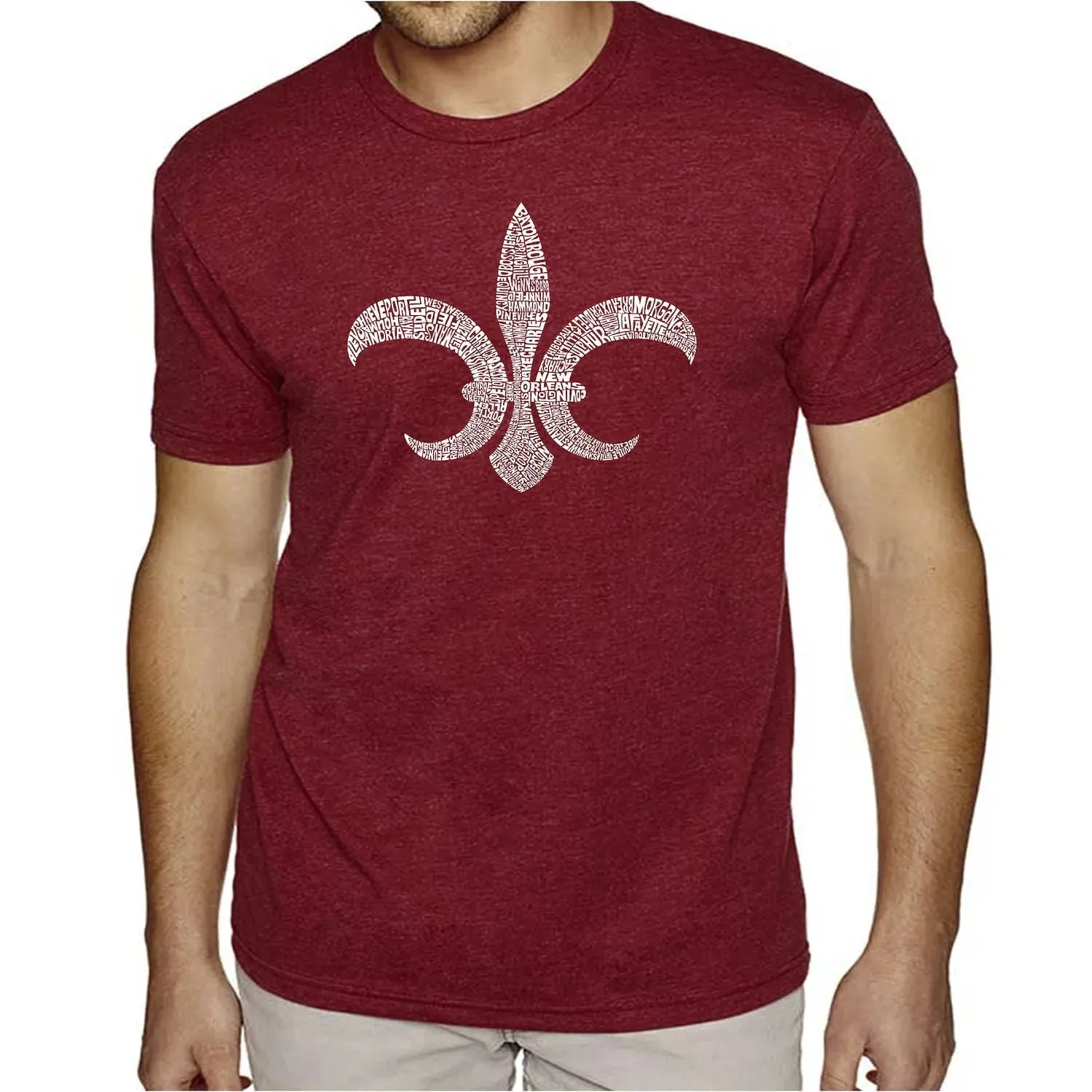 FLEUR DE LIS - POPULAR LOUISIANA CITIES - Men's Premium Word Art LA Pop Art T-Shirt