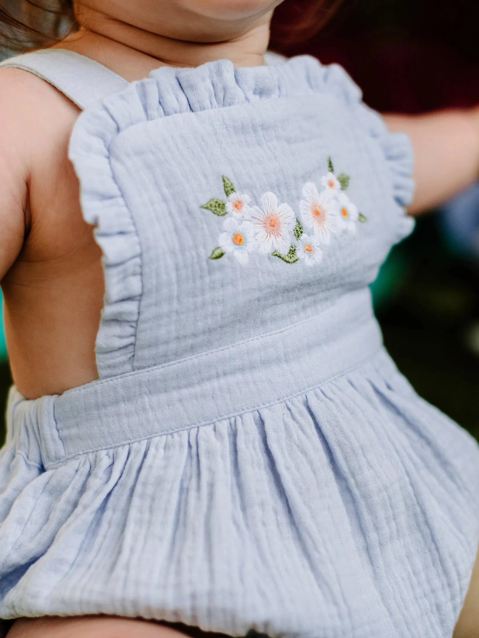 Fleur Harris Botanical Frill Romper - Cornflower