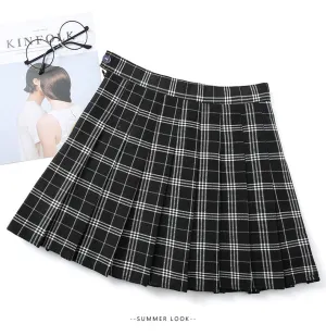 Four Seasons Chequered Skirt College Pleated A-Line Women All-Matching Skirt