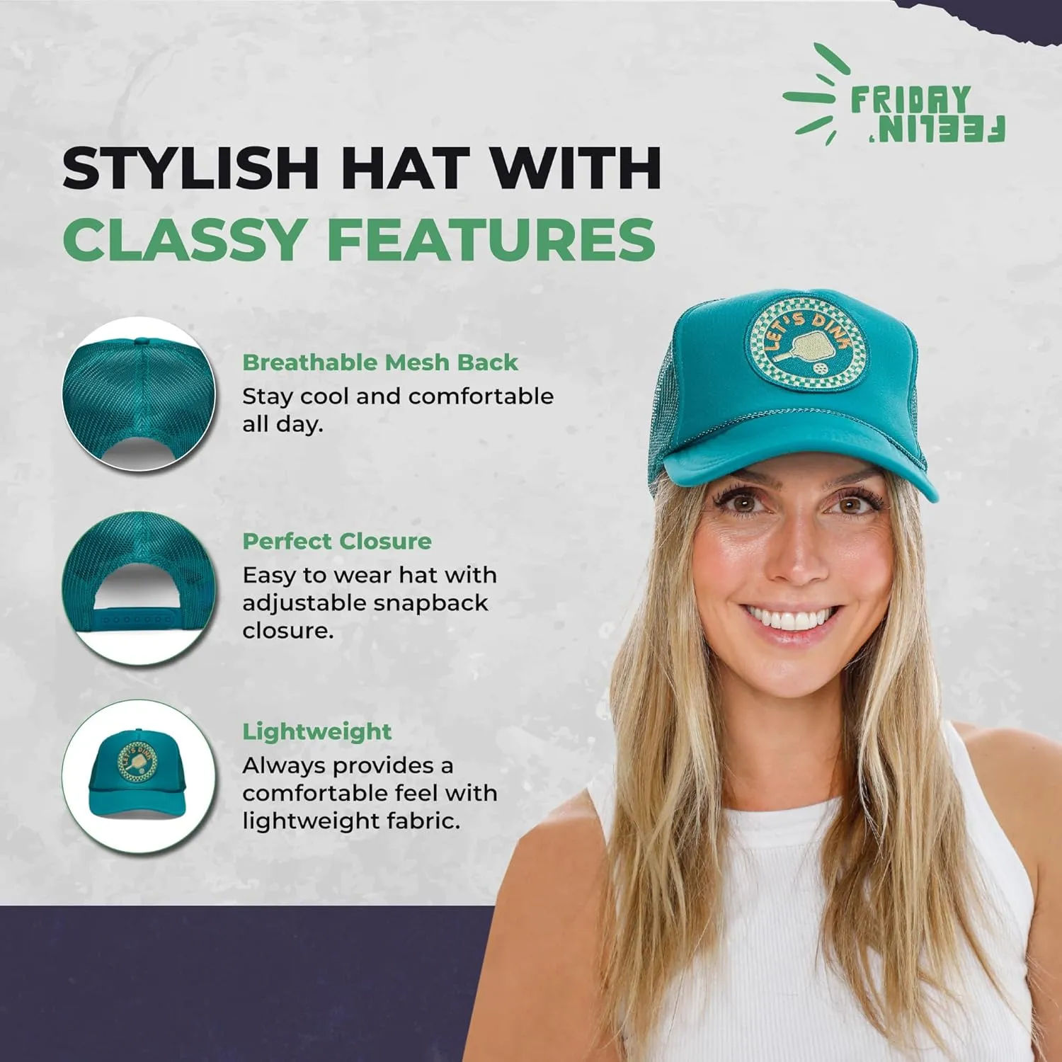 Friday Feelin' Trucker Hat Women Men Baseball Caps Baseball Hats Womens USA Trucker Hats Easy Caps Fit It Hats - One Size