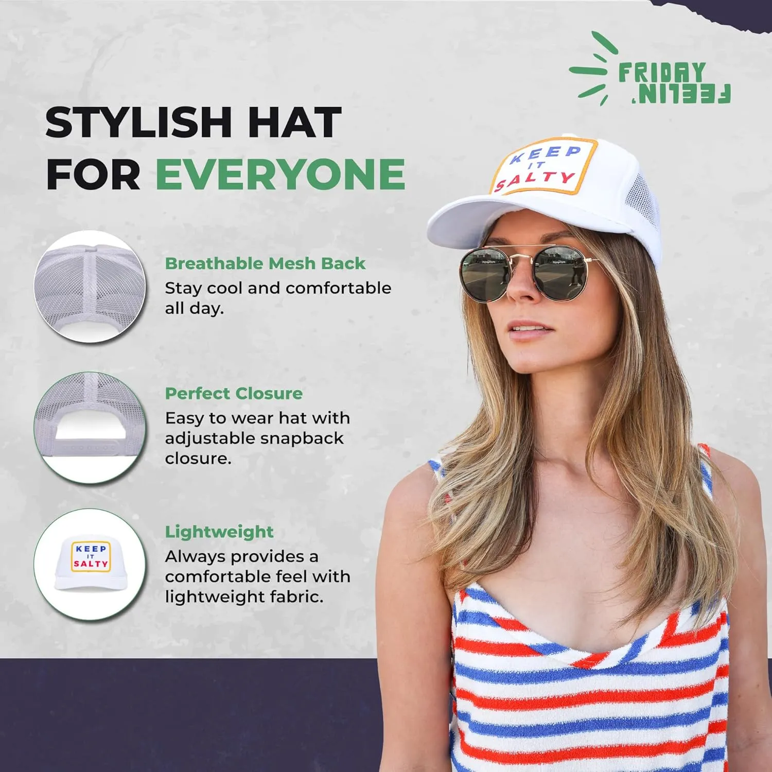 Friday Feelin' Trucker Hat Women Men Baseball Caps Baseball Hats Womens USA Trucker Hats Easy Caps Fit It Hats - One Size