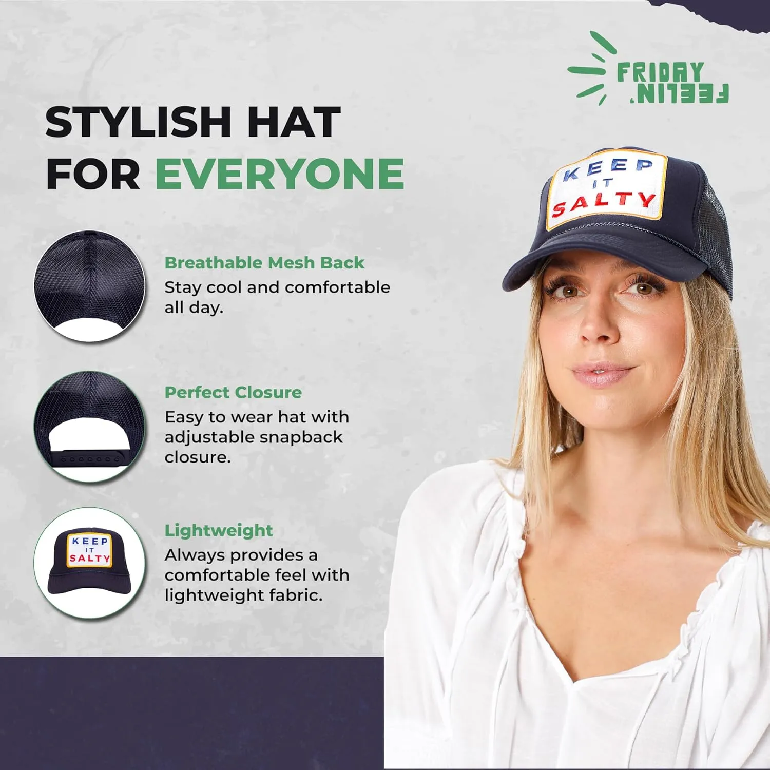 Friday Feelin' Trucker Hat Women Men Baseball Caps Baseball Hats Womens USA Trucker Hats Easy Caps Fit It Hats - One Size