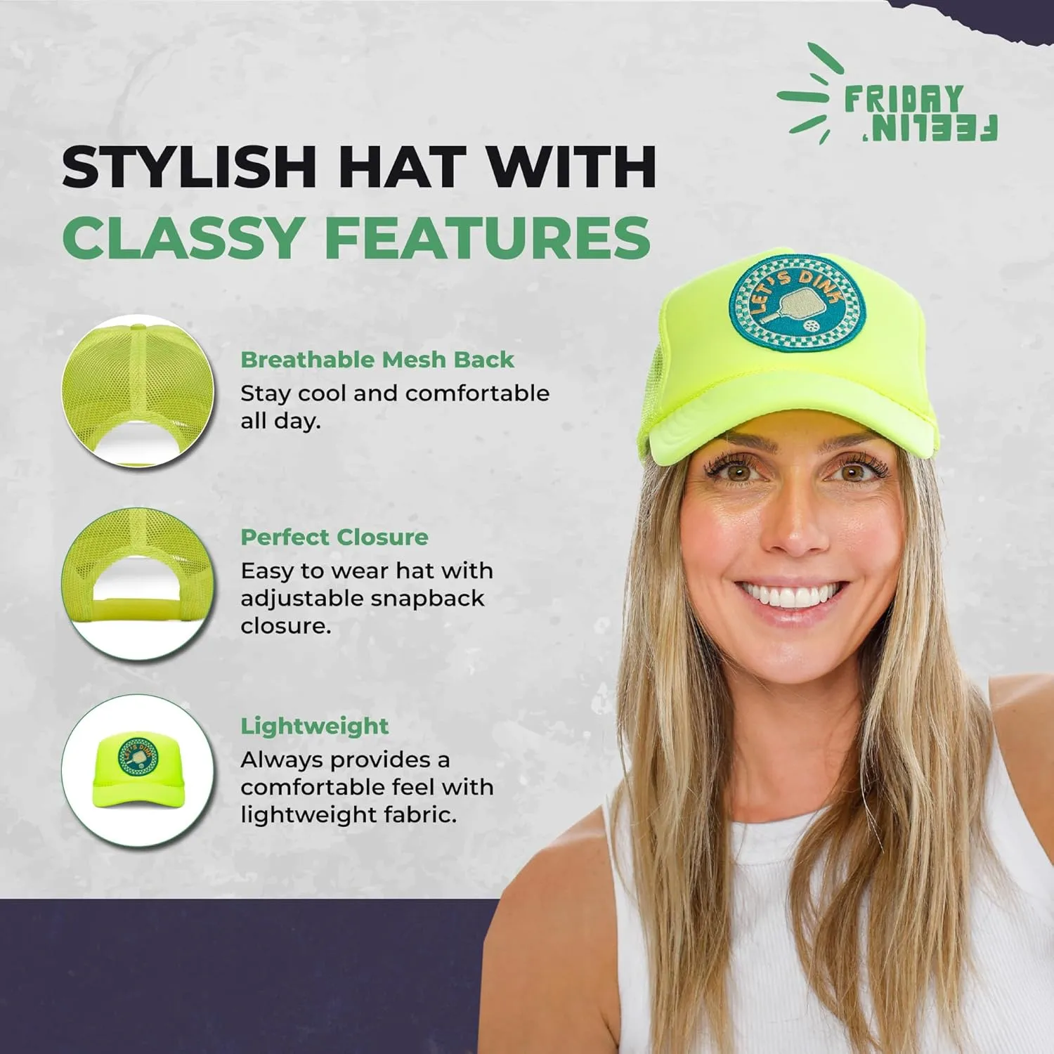 Friday Feelin' Trucker Hat Women Men Baseball Caps Baseball Hats Womens USA Trucker Hats Easy Caps Fit It Hats - One Size