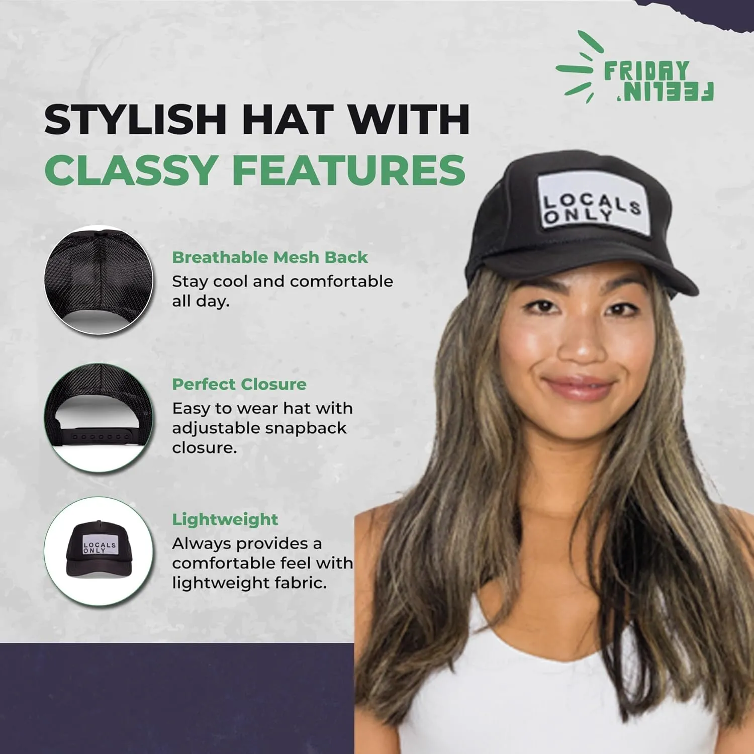 Friday Feelin' Trucker Hat Women Men Baseball Caps California Hats USA Trucker Athletic Trucker Hat Festival Gifts - One Size