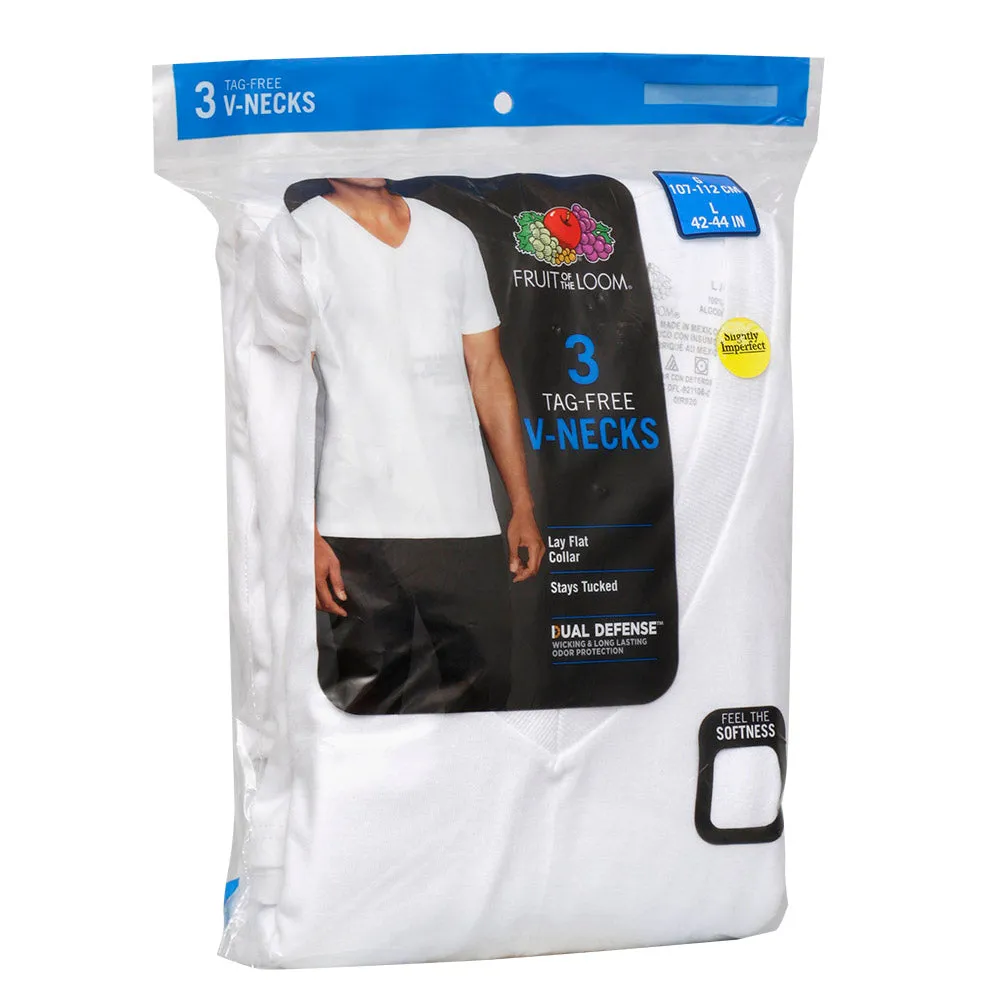 Fruit of The Loom Men's 3 Pack Casual Wear Dual Defense Tag-Free V Neck T Shirts
