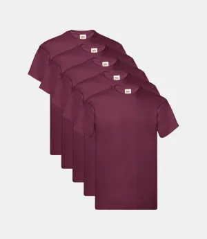 Fruit of the Loom Men's Original T-Shirt (Burgundy) (Pack of 5)