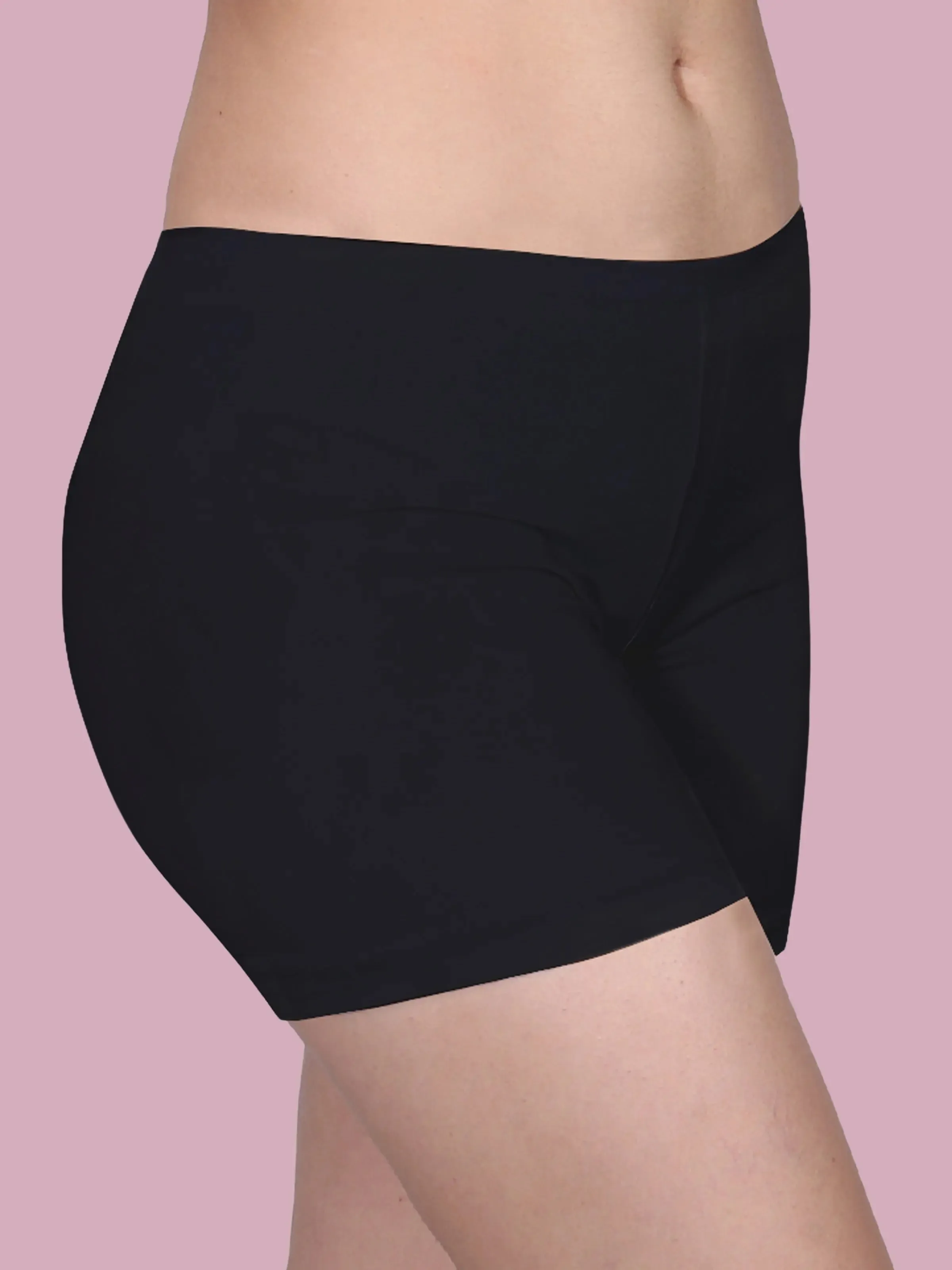 Full Coverage High Waist Long Panties with Gusseted Crotch and No Side Seams in Grey & Black Pack of 2