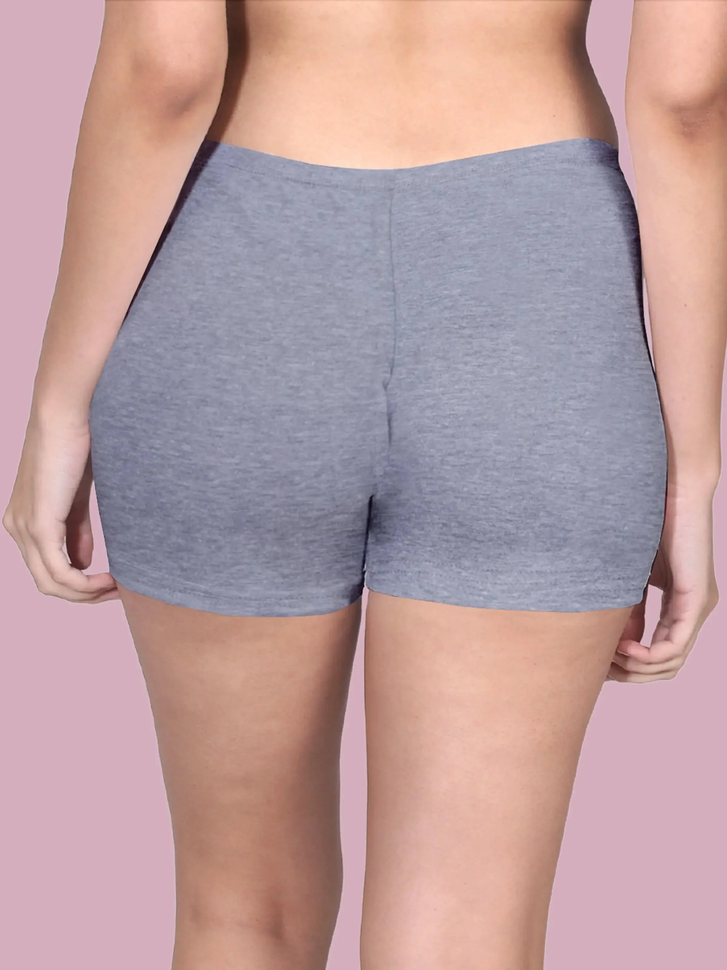 Full Coverage High Waist Long Panties with Gusseted Crotch and No Side Seams in Grey & Black Pack of 2