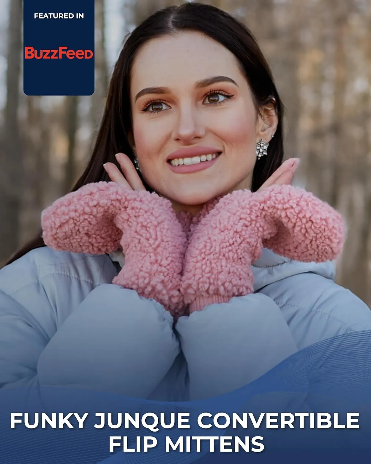 Funky Junque Faux Fur Flip Mittens Womens Warm Convertible Fingerless Gloves