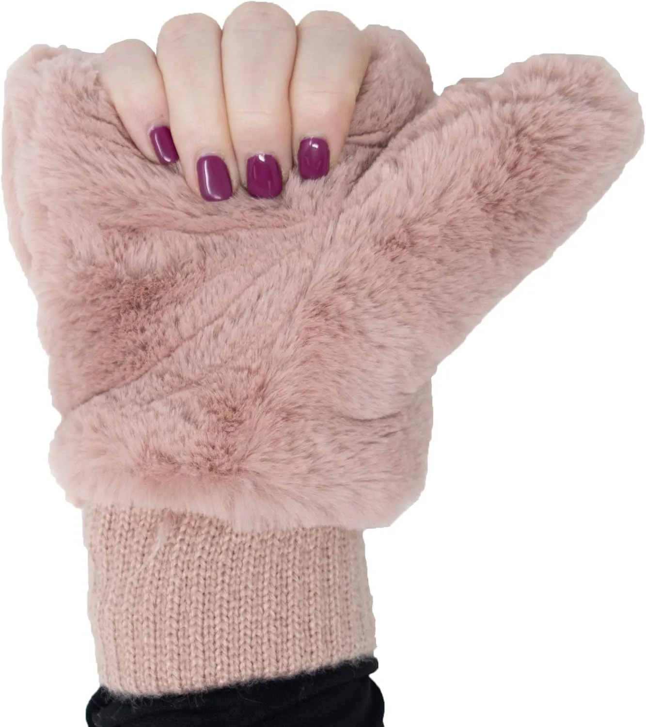 Funky Junque Faux Fur Flip Mittens Womens Warm Convertible Fingerless Gloves