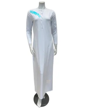FW23N25A White Multi Combo Foil Abstract Button Down Nightgown