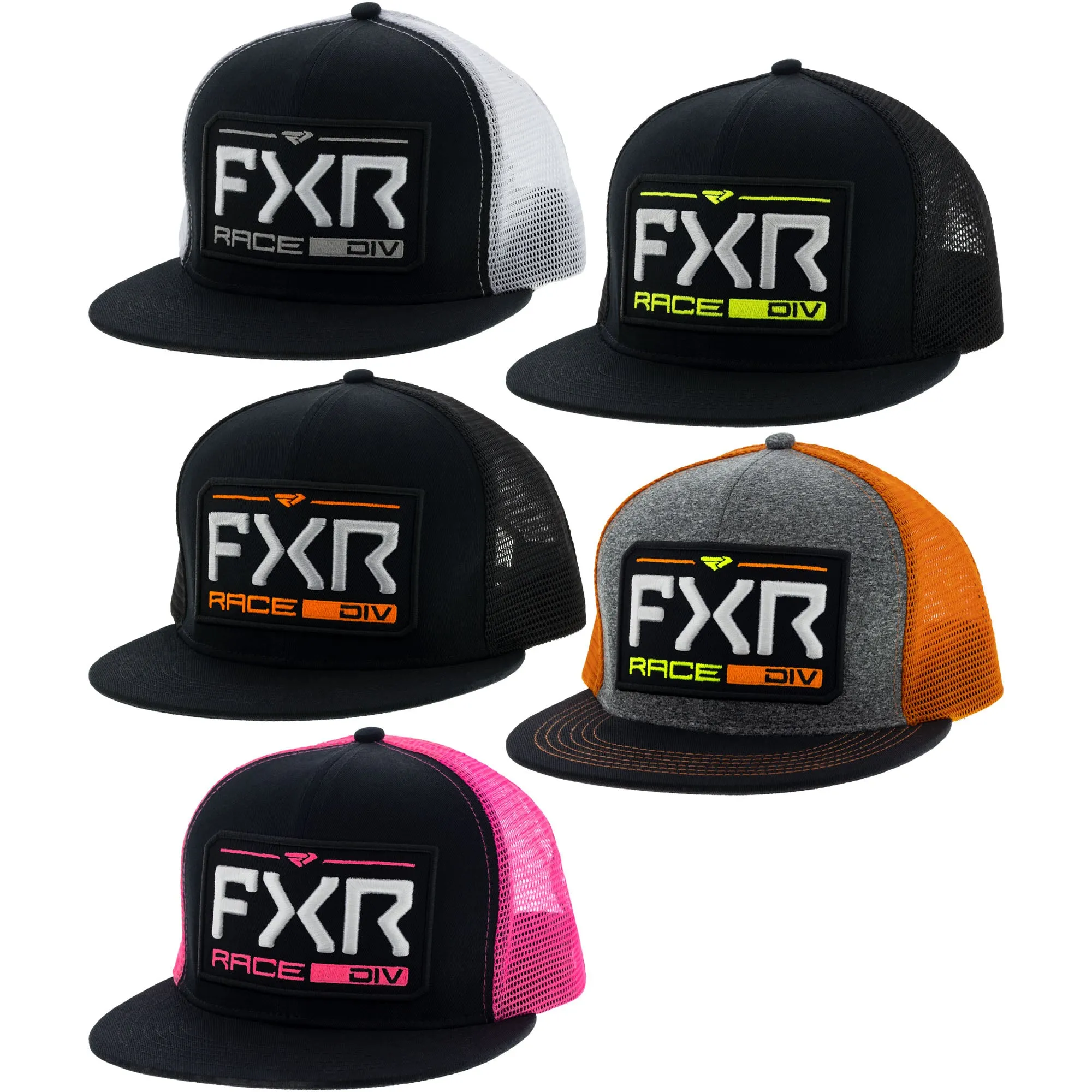 FXR  Big & Tall Race Division Hat Cotton Front Nylon Mesh Snap Back Flat Brim