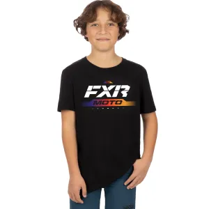 FXR  Youth Moto Premium T-Shirt Black Anodized Cotton Screen Print