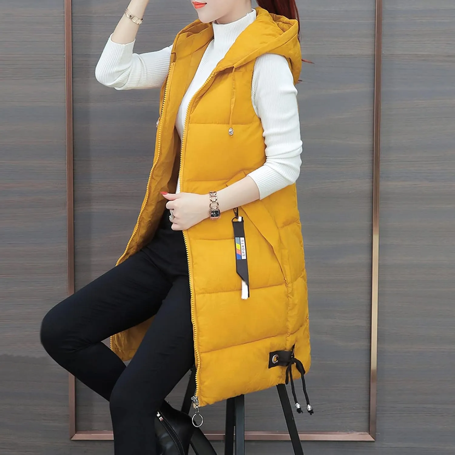 FZVYD Womens Quilted Long Puffer Jackets Hooded Warm Down Coat Winter Lightweight Trendy Slim Fit Outwear with Pockets