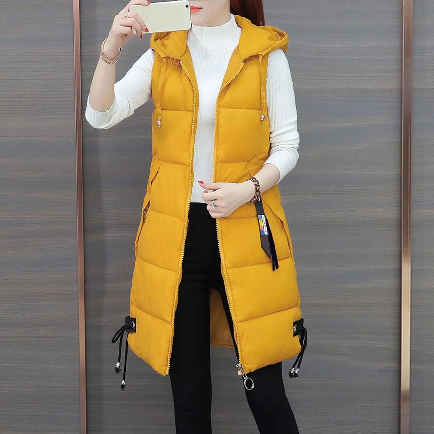 FZVYD Womens Quilted Long Puffer Jackets Hooded Warm Down Coat Winter Lightweight Trendy Slim Fit Outwear with Pockets