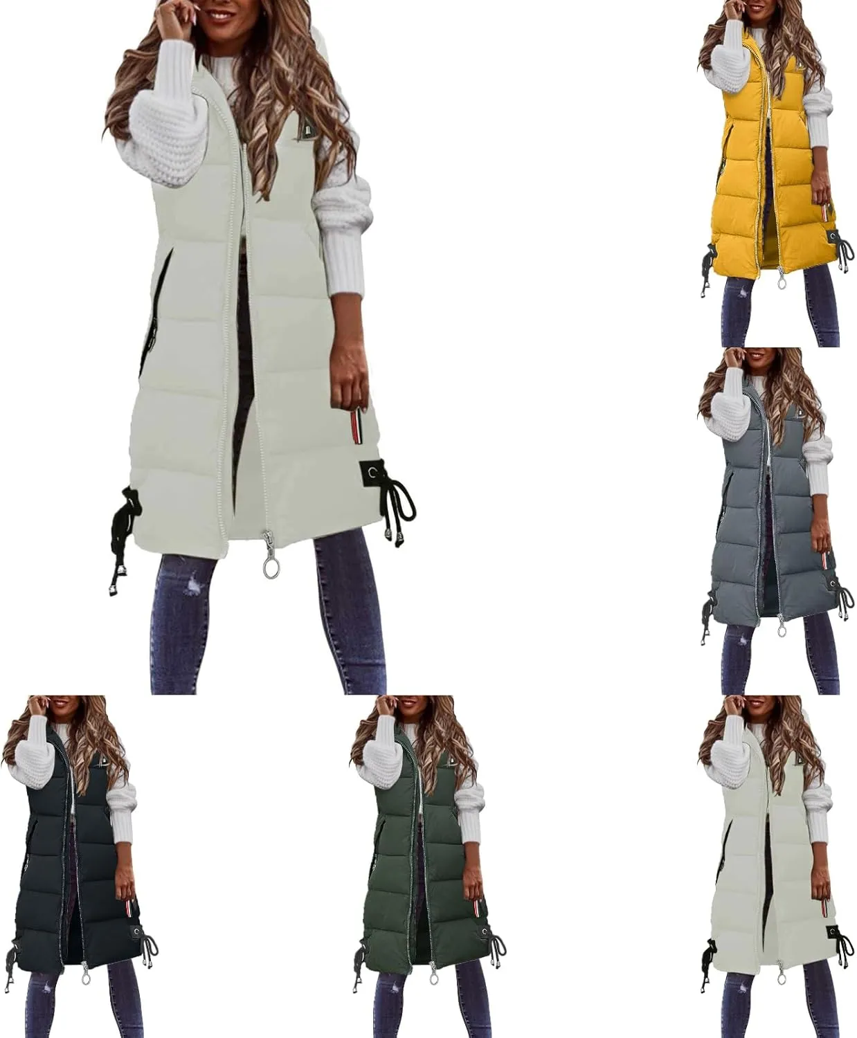 FZVYD Womens Quilted Long Puffer Jackets Hooded Warm Down Coat Winter Lightweight Trendy Slim Fit Outwear with Pockets