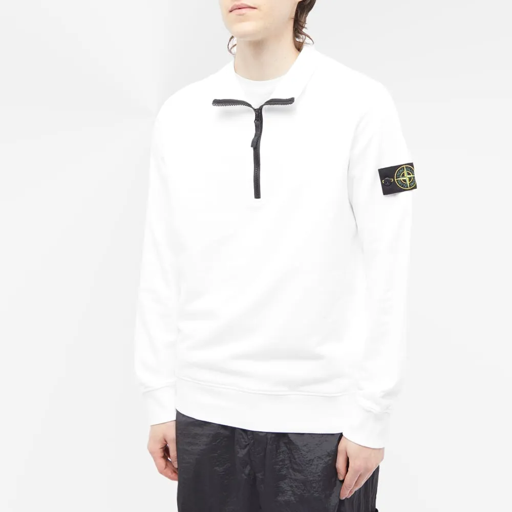 Garment Dyed Stone Island Half-Zip Sports Sweater, White