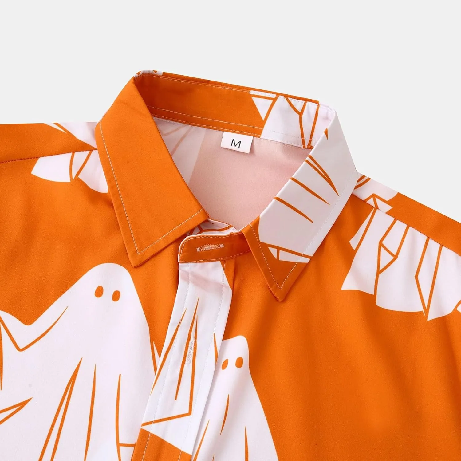 Ghost Printed Halloween Shirts for Men Funny Short Sleeve Button Hawaiian Tees Horror Halloween Costume Party Tops