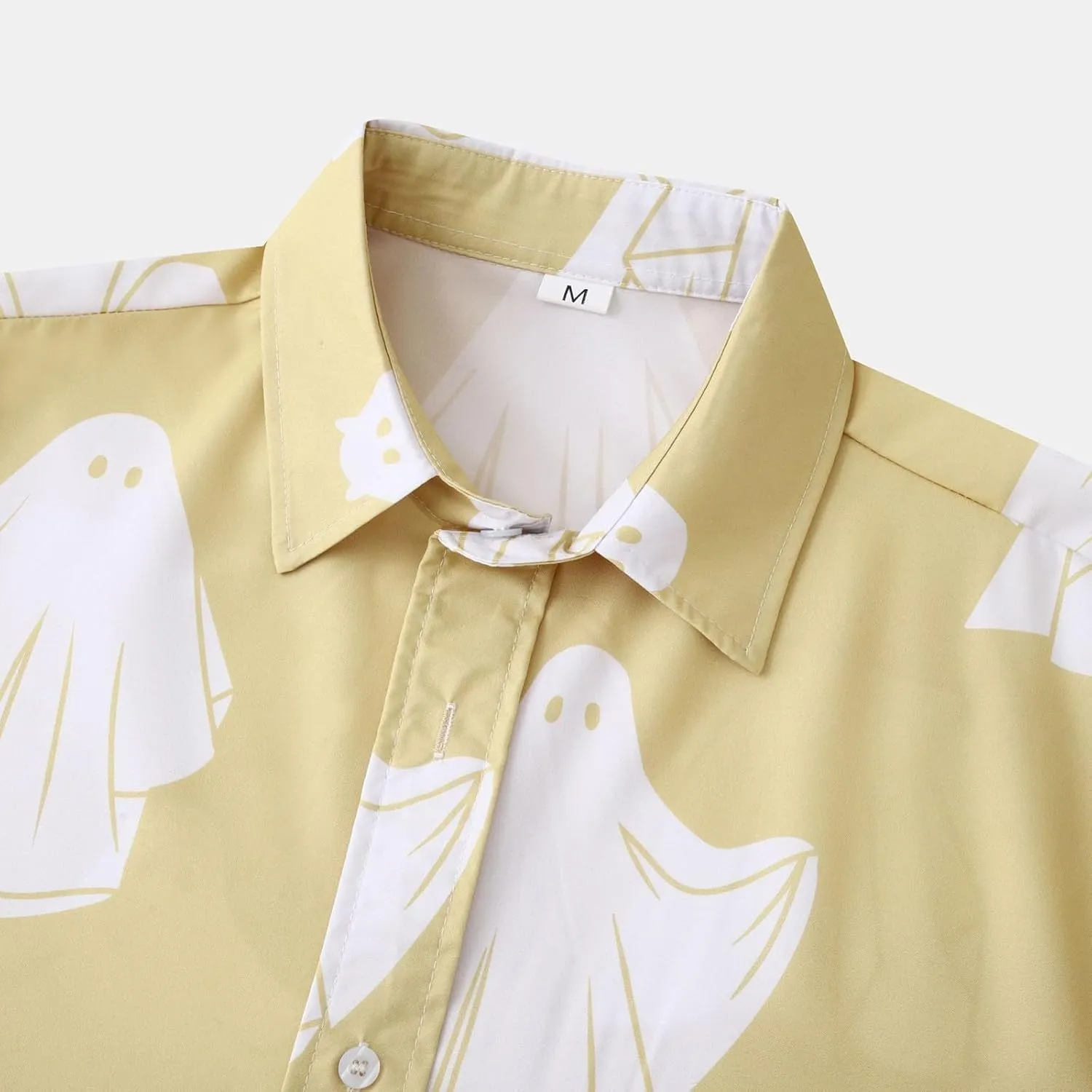 Ghost Printed Halloween Shirts for Men Funny Short Sleeve Button Hawaiian Tees Horror Halloween Costume Party Tops