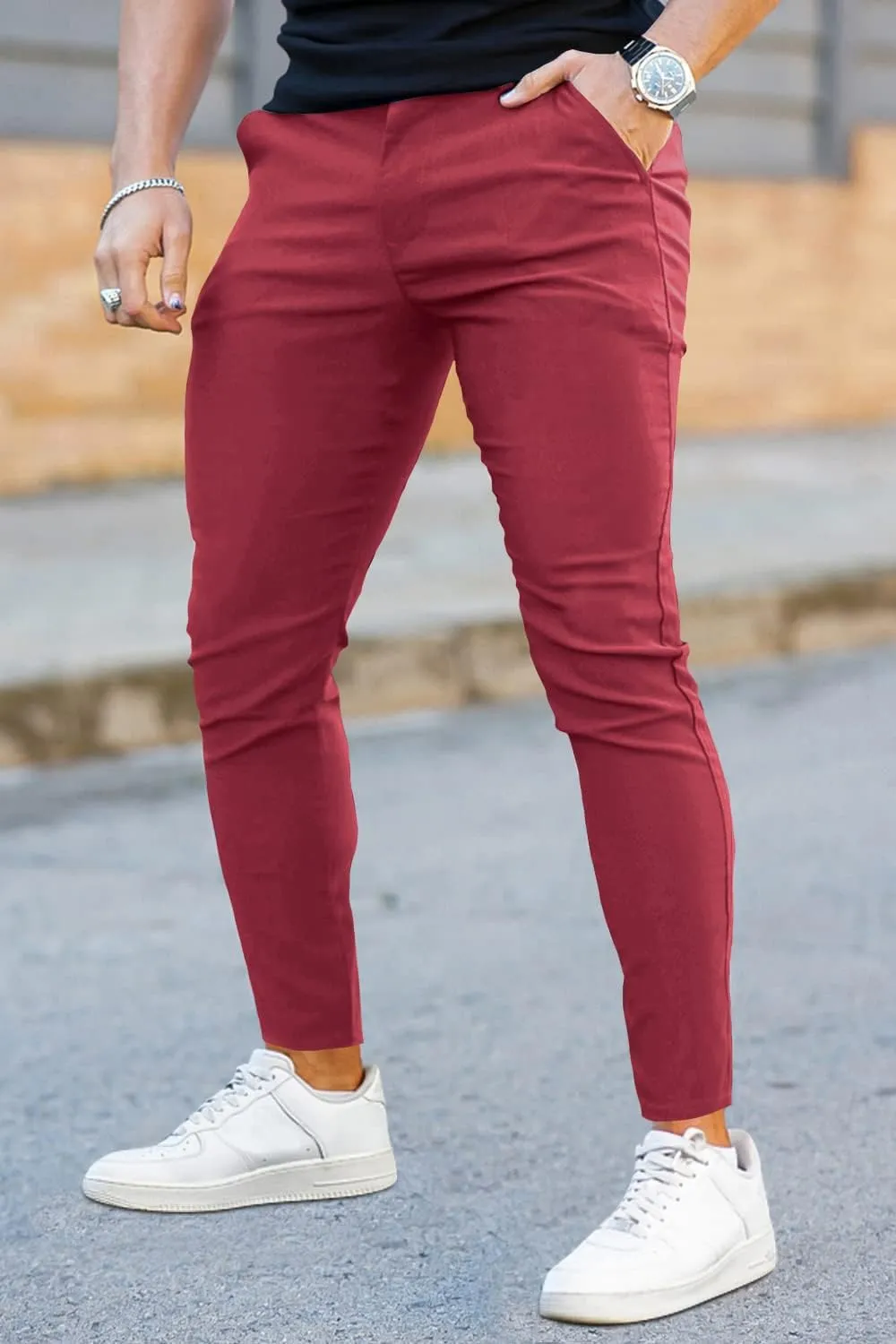 GINGTTO Mens Chino Pants Skinny Fit Stretch Casual Pants for Men