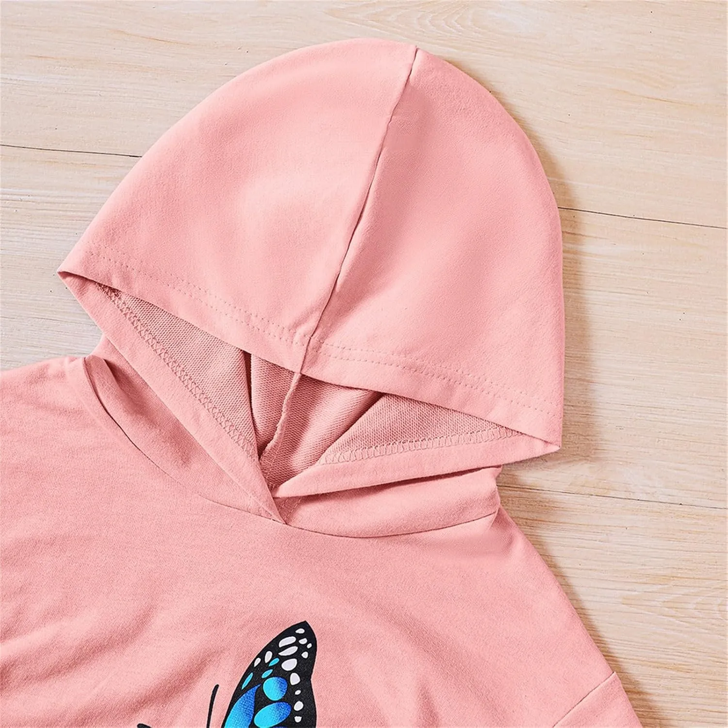 Girls Tracksuit Athletic Sweatsuits Butterfly Print Hoodies Cropped Sweatshirts and Jogger Sweatpants Clothing Sets