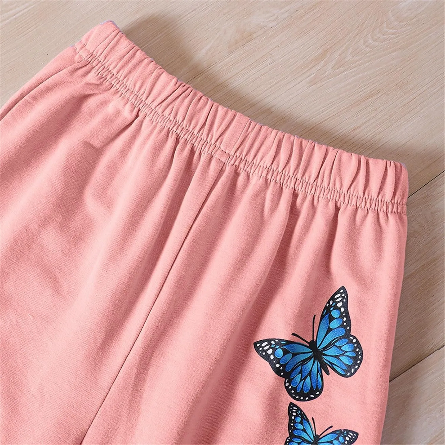 Girls Tracksuit Athletic Sweatsuits Butterfly Print Hoodies Cropped Sweatshirts and Jogger Sweatpants Clothing Sets