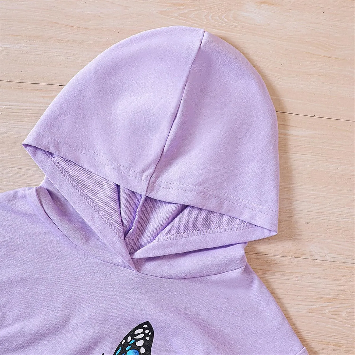 Girls Tracksuit Athletic Sweatsuits Butterfly Print Hoodies Cropped Sweatshirts and Jogger Sweatpants Clothing Sets