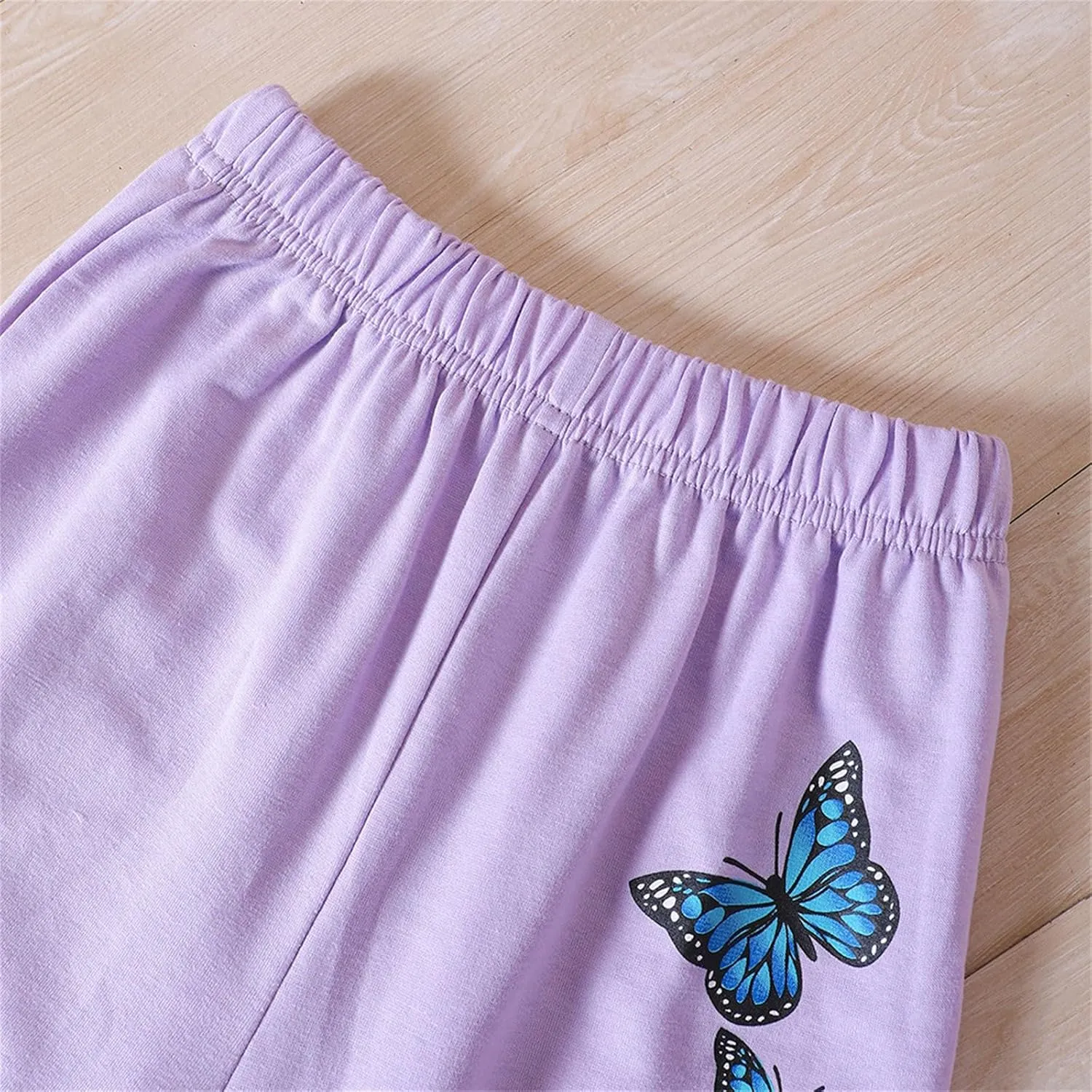 Girls Tracksuit Athletic Sweatsuits Butterfly Print Hoodies Cropped Sweatshirts and Jogger Sweatpants Clothing Sets