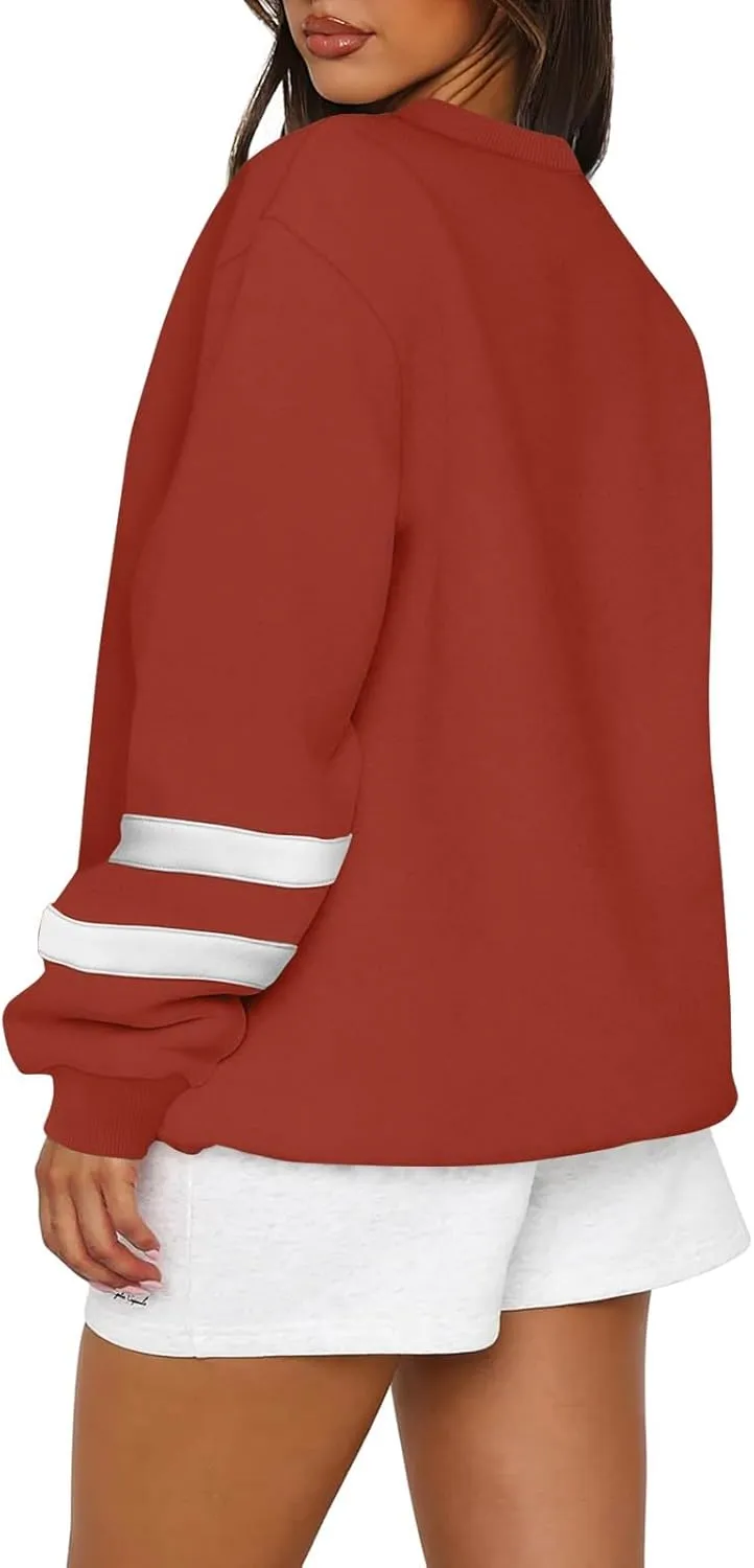 GOFULY Crewneck Sweatshirt For Women Trendy Plus Size Shirts Long Sleeve Oversized Sweatshirts Fall Winter Solid Pullover