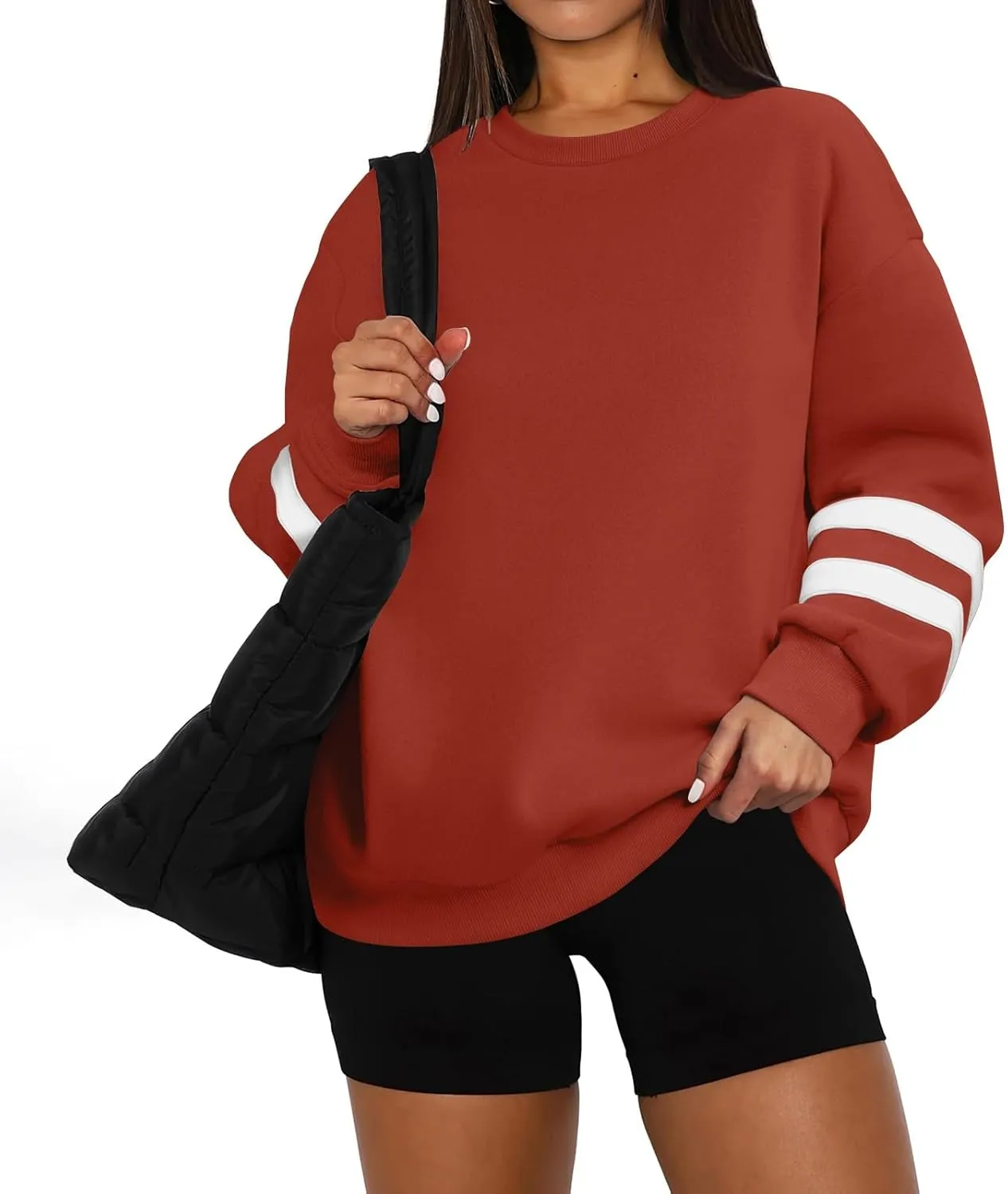 GOFULY Crewneck Sweatshirt For Women Trendy Plus Size Shirts Long Sleeve Oversized Sweatshirts Fall Winter Solid Pullover