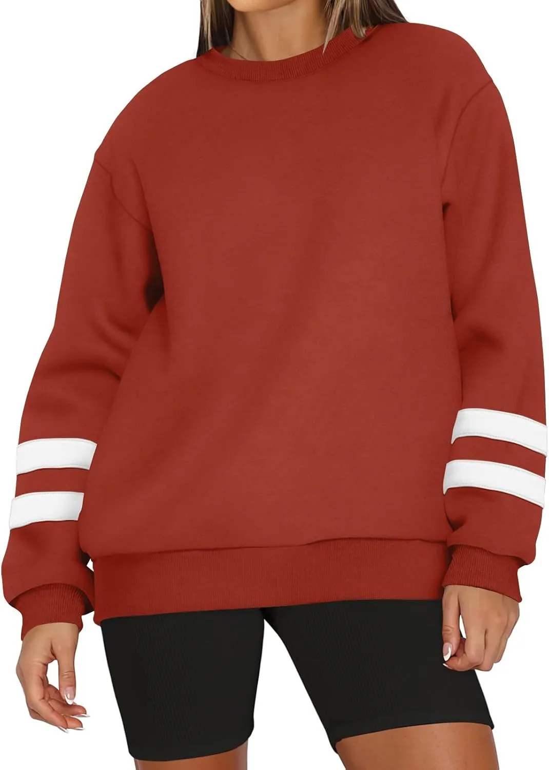 GOFULY Crewneck Sweatshirt For Women Trendy Plus Size Shirts Long Sleeve Oversized Sweatshirts Fall Winter Solid Pullover