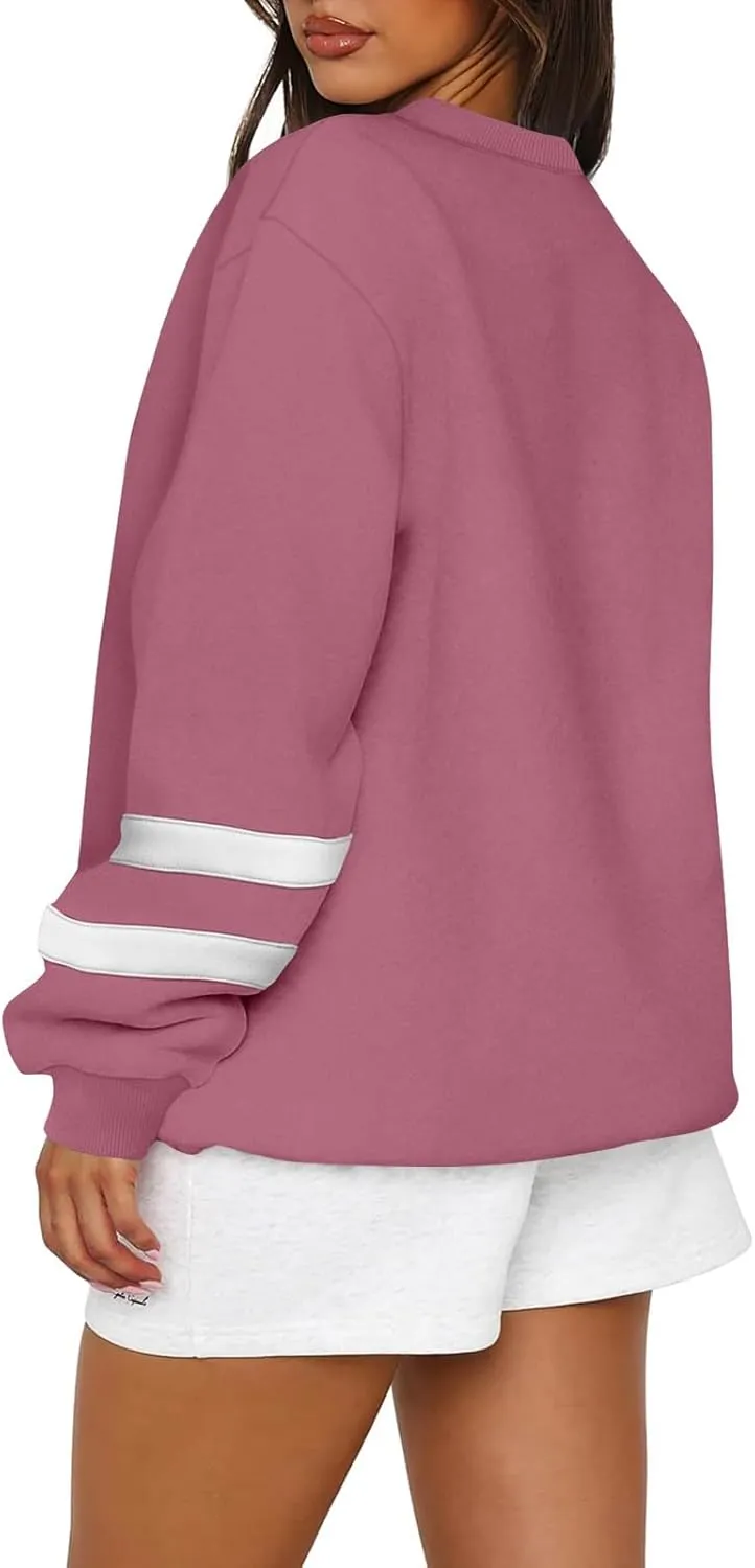GOFULY Crewneck Sweatshirts Women Plus Size Oversized Fall Winter Pullover Long Sleeve Solid Sweatshirts Casual Shirts