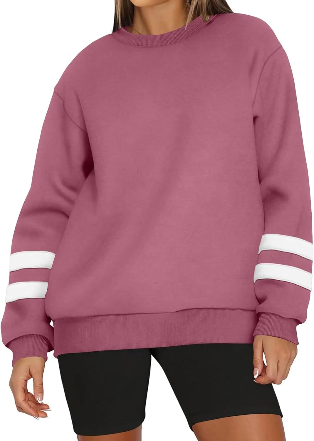 GOFULY Crewneck Sweatshirts Women Plus Size Oversized Fall Winter Pullover Long Sleeve Solid Sweatshirts Casual Shirts