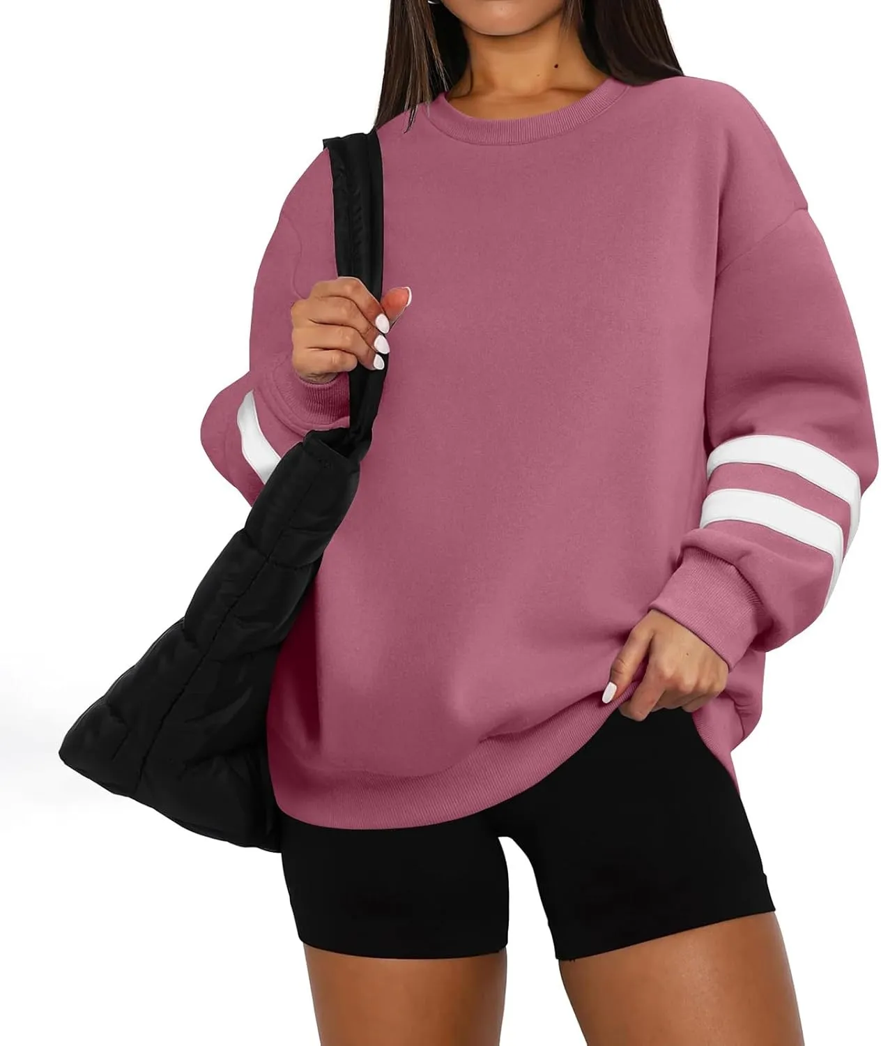 GOFULY Crewneck Sweatshirts Women Plus Size Oversized Fall Winter Pullover Long Sleeve Solid Sweatshirts Casual Shirts